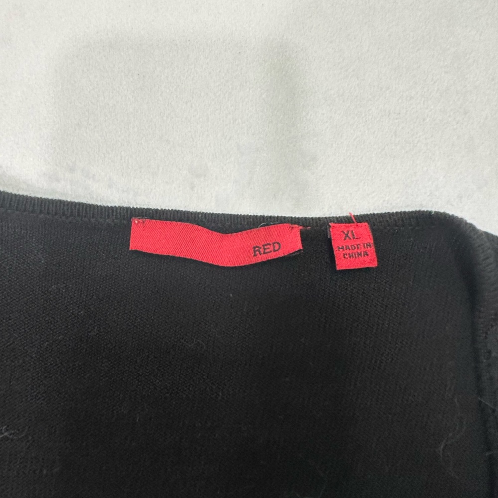 Red Button Up Blouse In Color Black Womens Size XL - Picture 2 of 7